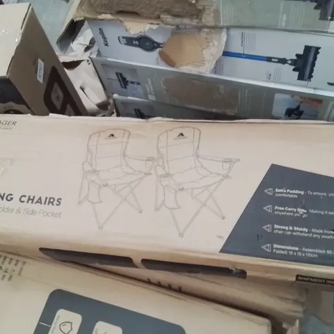 BOXED VOYAGER SET OF 2 PADDED CAMPING CHAIRS BLACK 