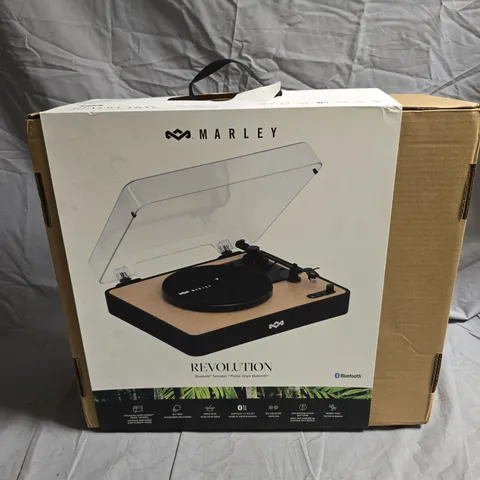 MARLEY REVOLUTION BLUETOOTH TURNTABLE – WOOD PLINTH, CLEAR DUST COVER