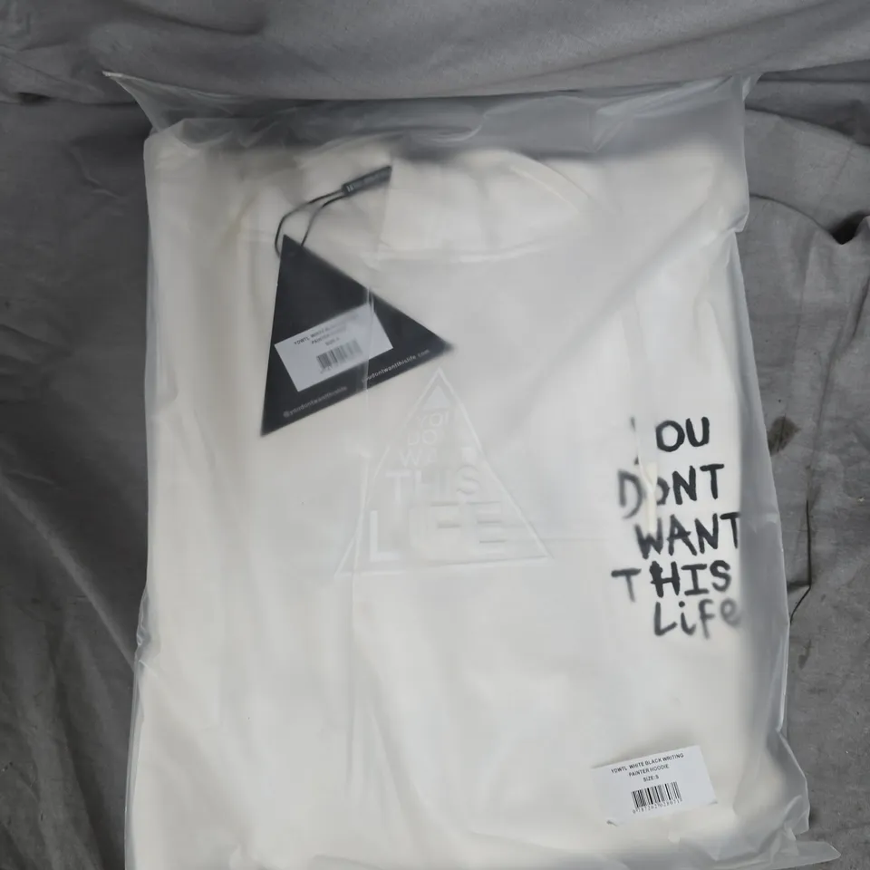 APPROXIMATELY 20 YOU DONT WANT THIS LIFE BRANDED HOODIES IN WHITE - S
