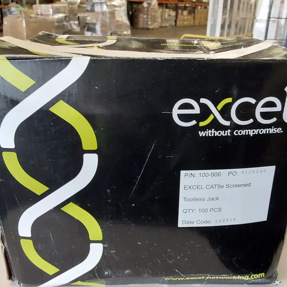 BOX OF APPROXIMATELY 100x BAGGED EXCEL CAT5e SCREENED TOOLLESS JACKS