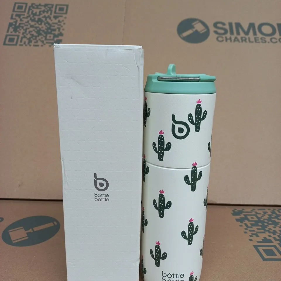 BOTTLE BOTTLE INSULATED WATER BOTTLE – WHITE WITH CACTUS PRINT