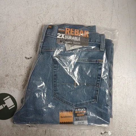 BAGGED ARIAT M4 RELAXED BOOTCUT JEANS IN BLUE SIZE 33/32