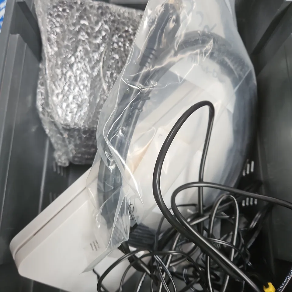 APPROXIMATELY 8 ASSORTED ELECTRICAL PRODUCTS TO INCLUDE ROUTERS, POWER SUPPLIES, NETWORK CABLES ETC 