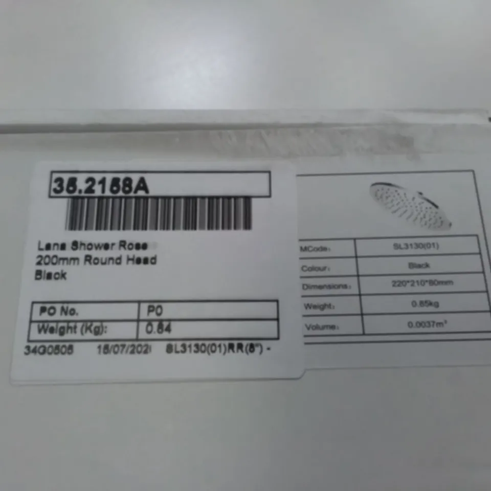 BOXED AS NEW CALYPSO LANA SHOWER ROSE 200MM ROUND IN BLACK