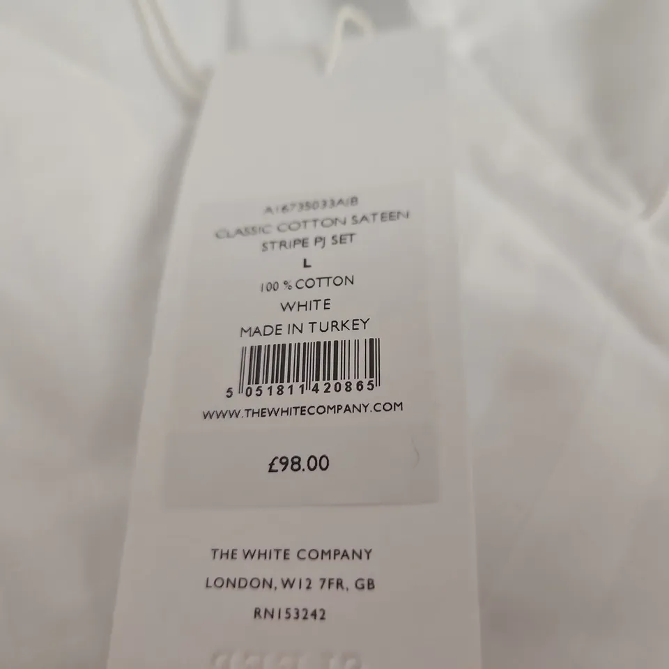 THE WHITE COMAPNY CLASSIC COMPANY SATEEN STRIPE PJ SET IN WHITE - L