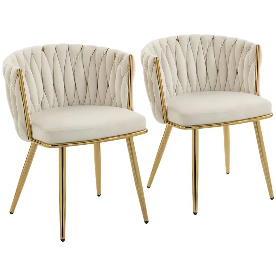 HOMCOM VELVET-FEEL DINING CHAIRS SET OF 2