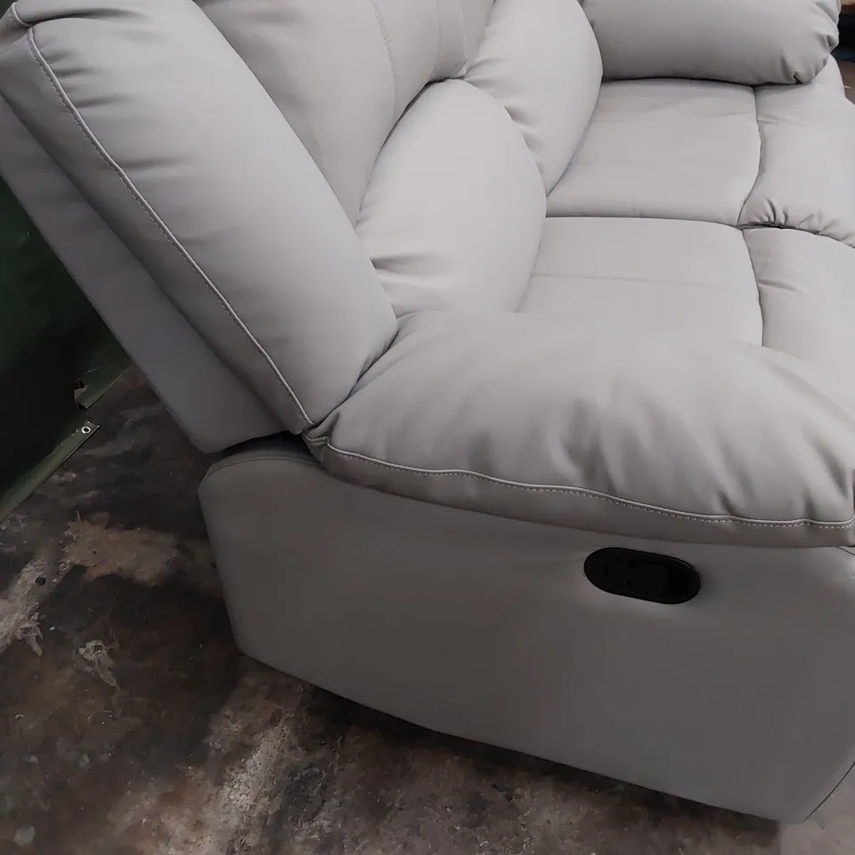 DESIGNER MANUAL RECLINING TWO SEATER SOFA GREY LEATHER 