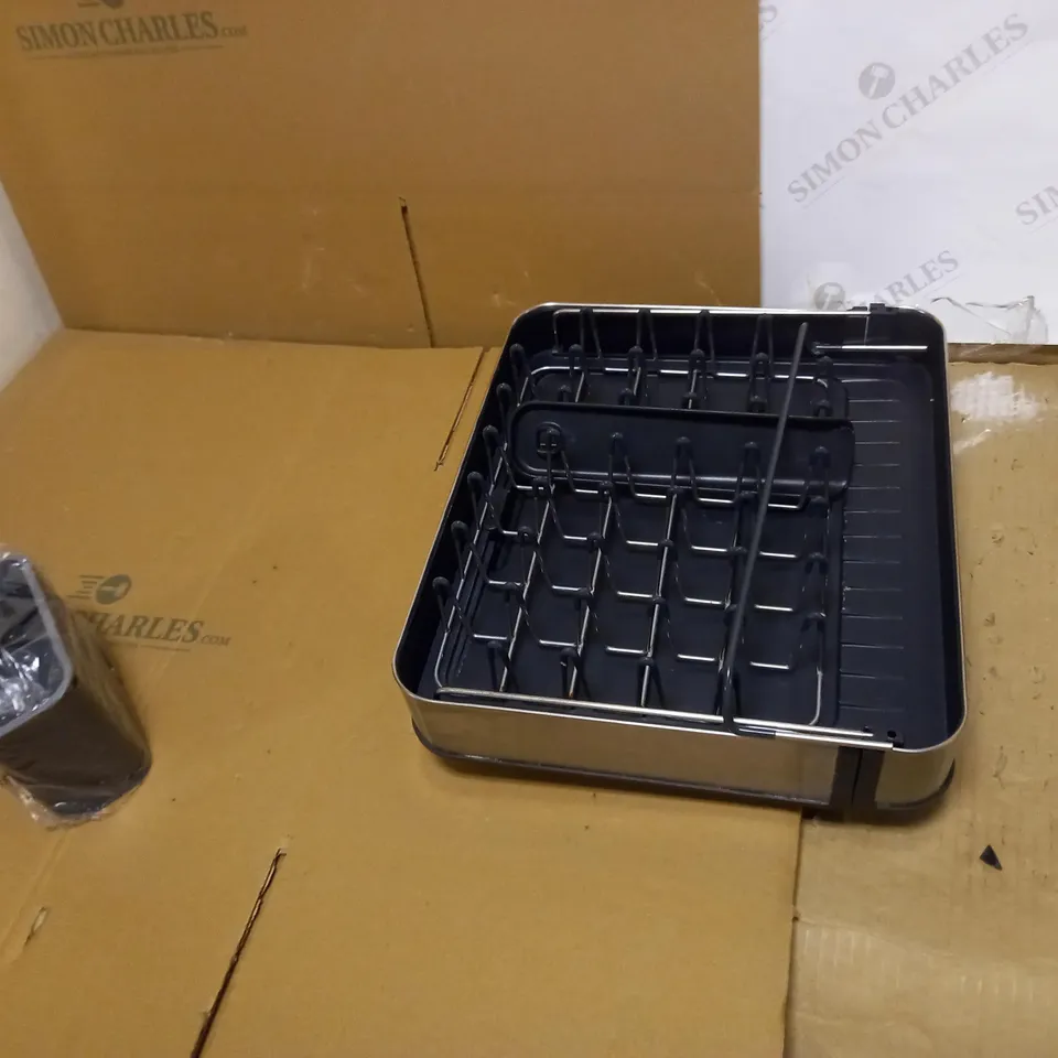 JOSEPH EXTENDED STEEL EXPANDABLE DISH RACK WITH DRAINING SPOUT