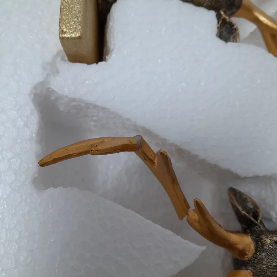 BOXED SET OF TWO ALISON CORK ANIMAL STOCKING HOLDERS - STAG