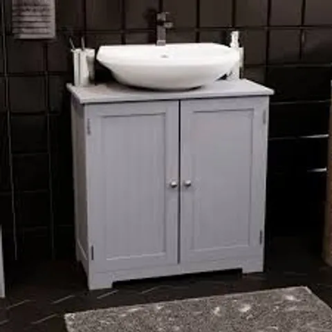 BOXED 60CM W X 60CM H X 30CM D UNDER VANITY CABINET - GREY // BASE ONLY - NO BASIN (1 BOX)