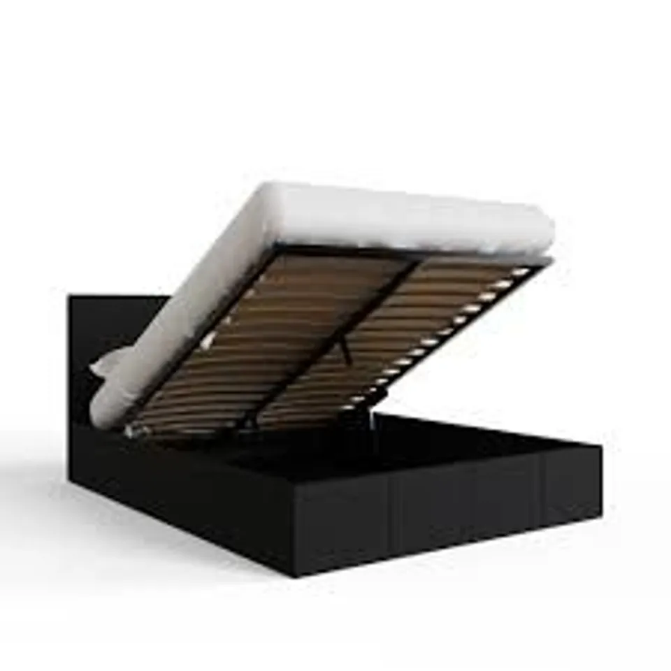 BOXED GFW END LIFT OTTOMAN DOUBLE BED - 4FT6 - MATT BLACK (2 BOXES)