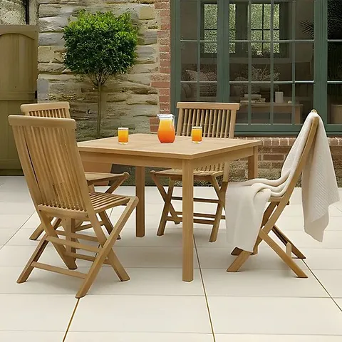BOXED CHARLES BENTLEY GARDEN DINING TABLE 4 SEATER SQUARE TEAK WOOD FURNITURE 100cm