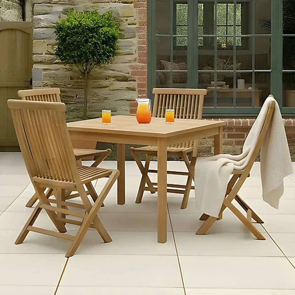 BOXED CHARLES BENTLEY GARDEN DINING TABLE 4 SEATER SQUARE TEAK WOOD FURNITURE 100cm
