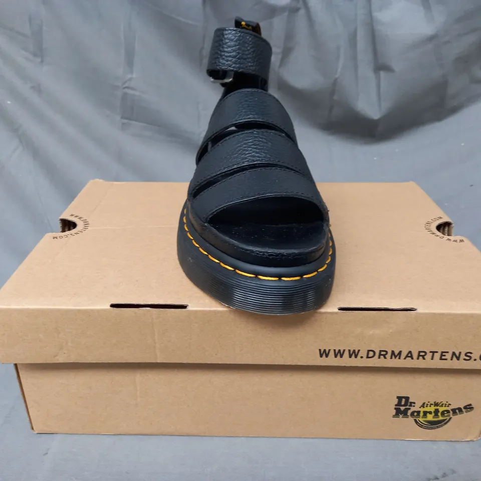 BOXED PAIR OF DR MARTENS CLARISSA II OPEN TOE CHUNKY SANDALS IN BLACK UK SIZE 5