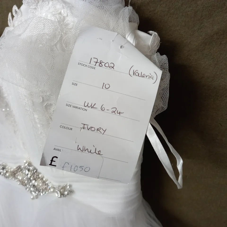 VICTORIA JANE NET OVERLAY EMBELLISHED WEDDING DRESS - UK 10