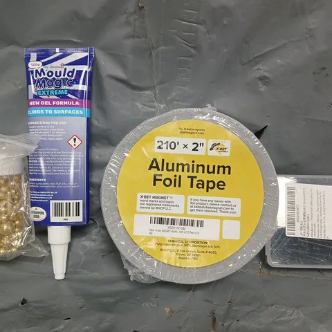 APPROXIMATELY 10 ASSORTED HOUSEHOLD ITEMS TO INCLUDE ALUMINIUM FOIL TAPE, MOULD MAGIC, ETC