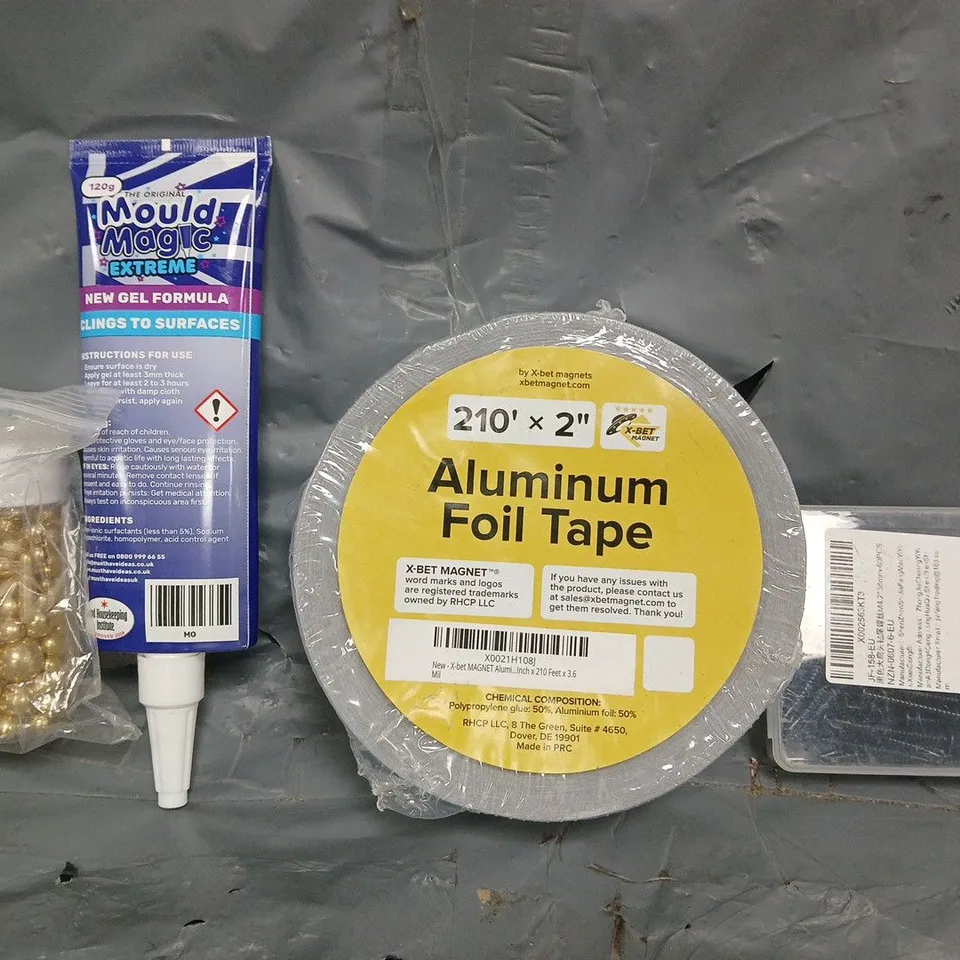 APPROXIMATELY 10 ASSORTED HOUSEHOLD ITEMS TO INCLUDE ALUMINIUM FOIL TAPE, MOULD MAGIC, ETC