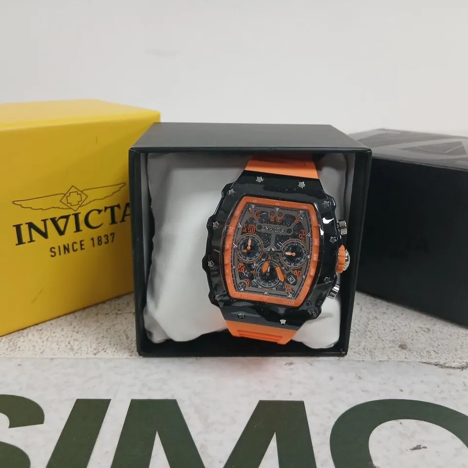 INVICTA WRISTWATCH – ORANGE AND BLACK SKELETON DIAL