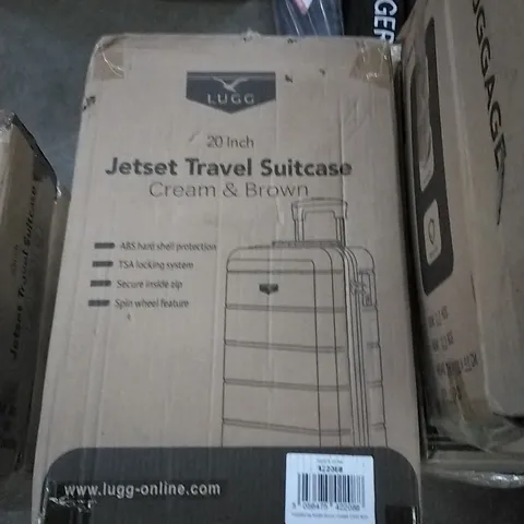 BOXED LUGG 20INCH JETSET TRAVEL SUITCASE - CREAM & BROWN 