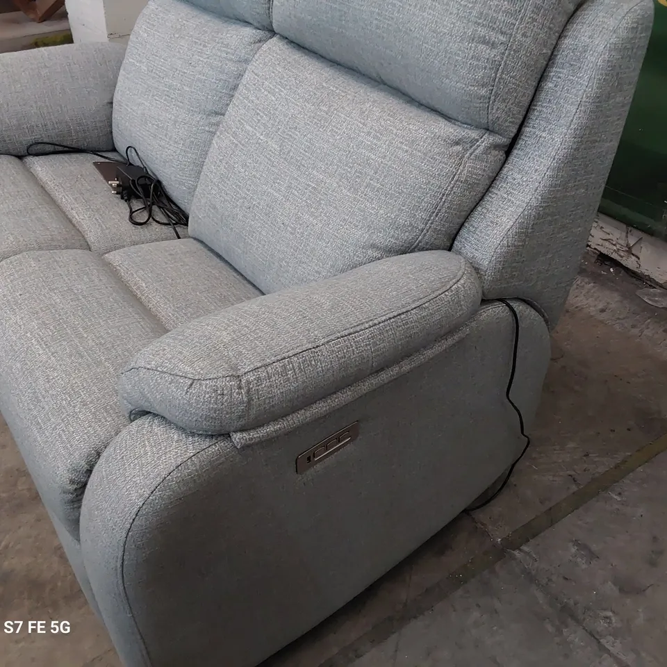 QUALITY BRITISH DESIGNER G PLAN KINGSBURY POWER RECLINING TWO SEATER SOFA LIMA DUCK EGG FABRIC 