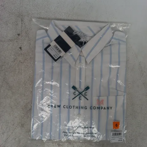 BAGGED CREW CLOTHING COMPANY RELAXED FIT POPLIN SHIRT IN BLUE/WHITE SIZE 6