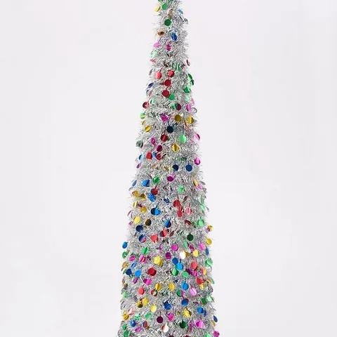 BOXED THREE KINGS 180cm POP-UP TINSEL GATSBY TREE - SILVER