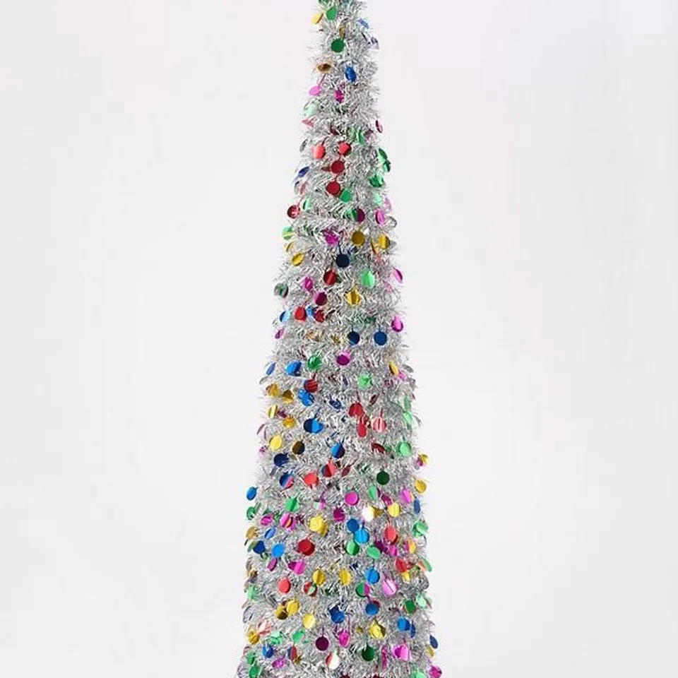 BOXED THREE KINGS 180cm POP-UP TINSEL GATSBY TREE - SILVER