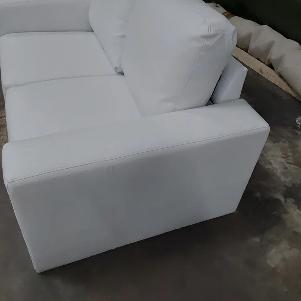 DESIGNER TWO SEATER SOFA WHITE LEATHER 