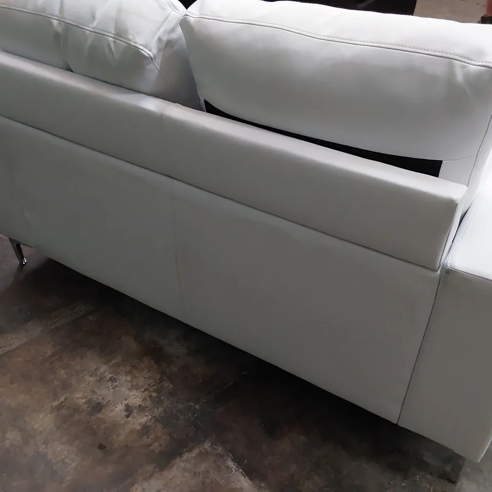 DESIGNER TWO SEATER SOFA WHITE LEATHER 