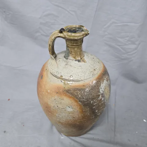 CERAMIC JUG WITH HANDLE, GLAZED STONEWARE – RUSTIC ANTIQUE STYLE 