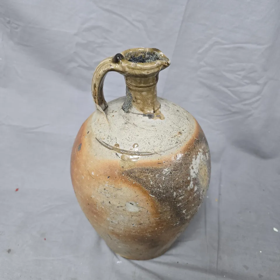 CERAMIC JUG WITH HANDLE, GLAZED STONEWARE – RUSTIC ANTIQUE STYLE 