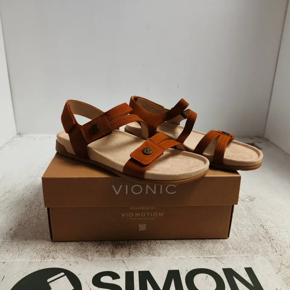 VIONIC SANDALS – BROWN LEATHER STRAPS (WOMENS) UK 6
