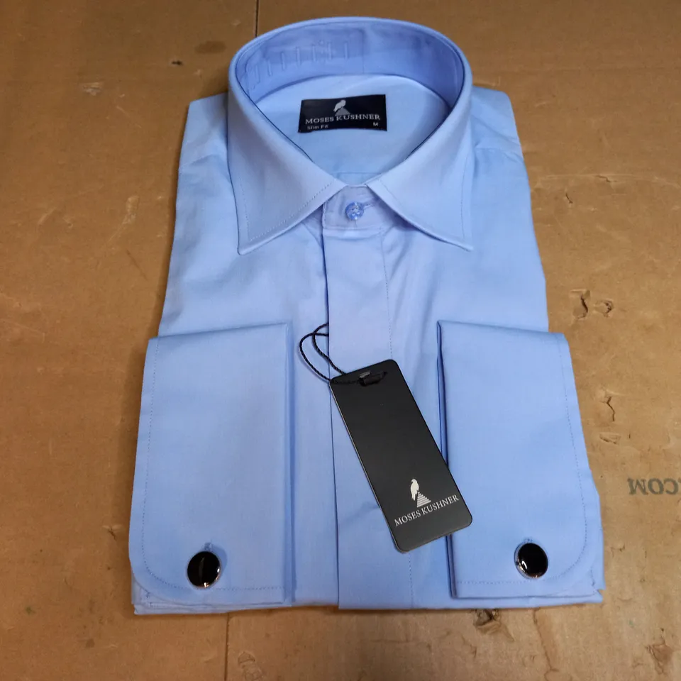 MOSES KUSHNER LOT OF 5 LONG SLEEVE SLIM FIT BUTTONED BLUE SHIRTS - MEDIUM