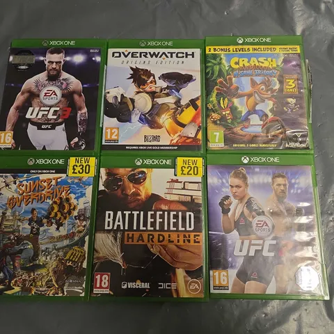 LOT OF 6 ASSORTED XBOX ONE GAMES TO INCLUDE UFC AND BATTLEFIELD