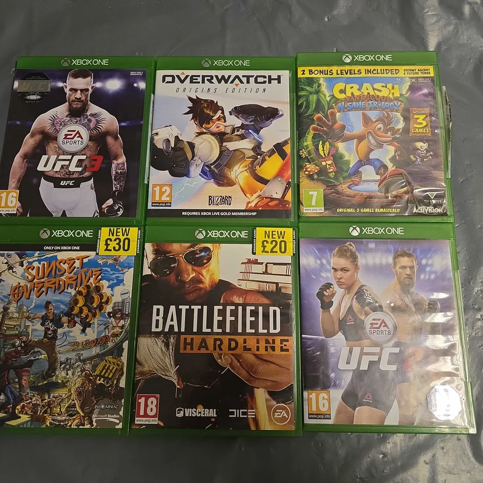 LOT OF 6 ASSORTED XBOX ONE GAMES TO INCLUDE UFC AND BATTLEFIELD