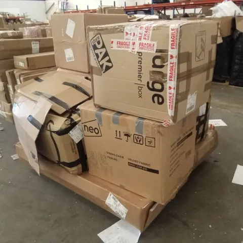 PALLET OF ASSORTED HOUSEHOLD GOODS AND PRODUCTS TO INCLUDE; DINING CHAIRS, PORTABLE AIR CONDITIONERS, SUITCASE ETC