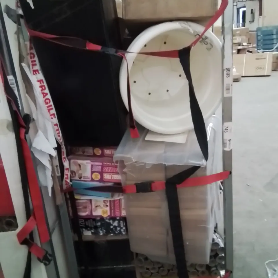 CAGE OF ASSORTED HOUSEHOLD GOODS AND PRODUCTS TO INCLUDE;LED LIGHTS,FRUIT BOWL,COOKING PAN
