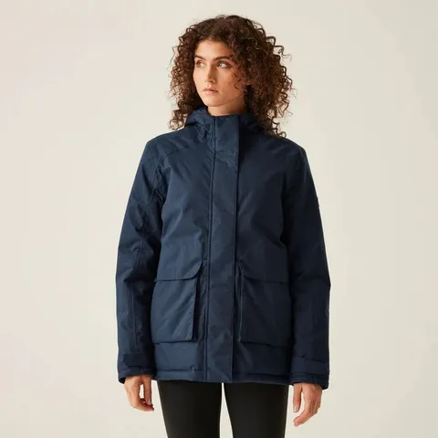 REGATTA WOMENS EZDALE WATERPROOF JACKET NAVY MARL - SIZE UK 14