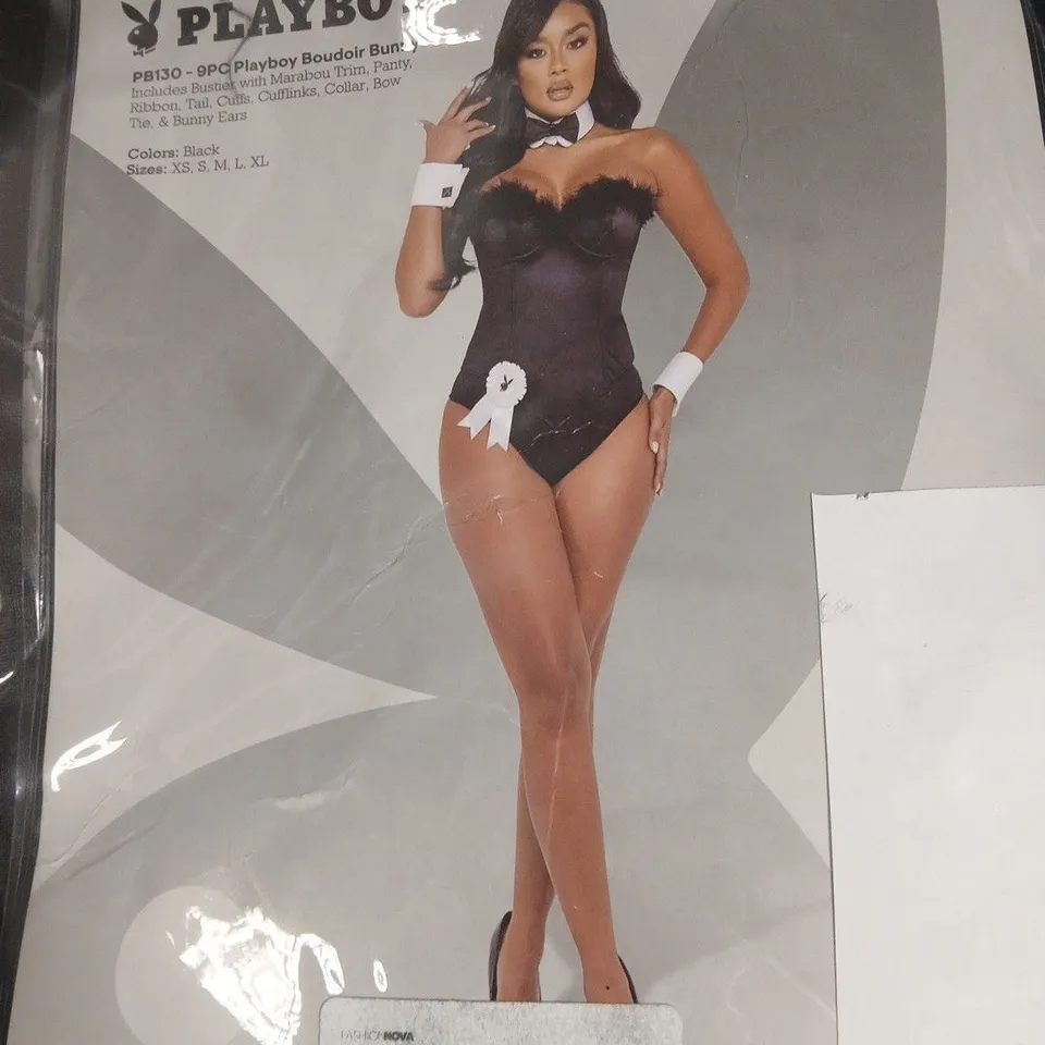 PLAYBOY BOUDOIR BUNNY 9 PIECE COSTUME SET BLACK SIZE XL
