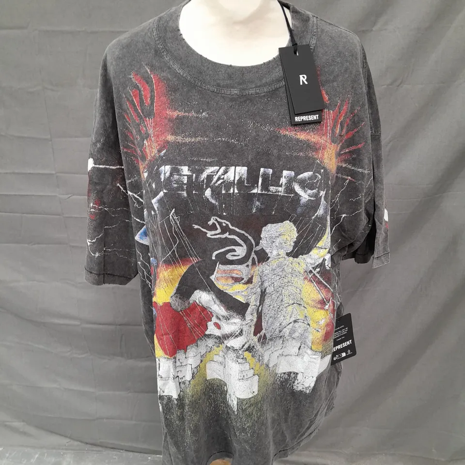REPRESENT METALLICA MASTER OF PUPPETS TSHIRT IN VINTAGE GREY SIZE L