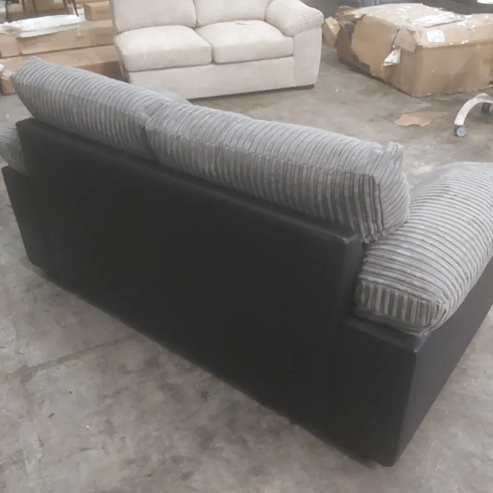 DESIGNER ARMSTRONG 2 SEATER SOFA - GREY/BLACK