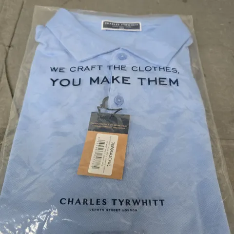 CHARLES TYRWHITT CORNFLOWER BLUE SHORT SLEEVE POLO SHIRT – MEN