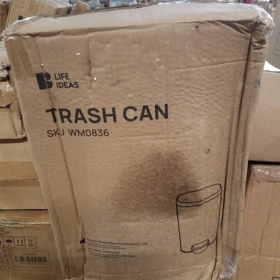 BOXED LIFE IDEAS TRASH CAN - CREAM SILVER