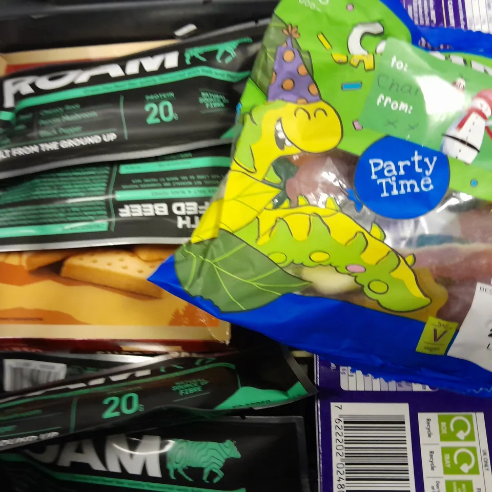 TOTE OF APPROXIMATELY 10 ASSORTED FOOD ITEMS TO INCLUDE - CELEBRATIONS , DAIRY MILK FINGERS , MCVITIES FAMILY CIRCLE ETC