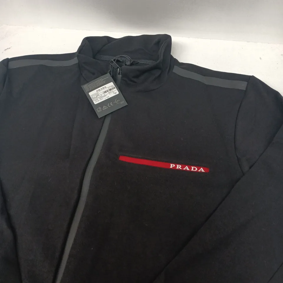 PRADA MEN'S ZIP-UP JACKET, BLACK, XXL