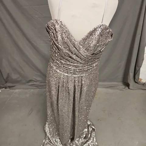 SORELLA VITA SEQUIN PROM DRESS IN SILVER SIZE 18