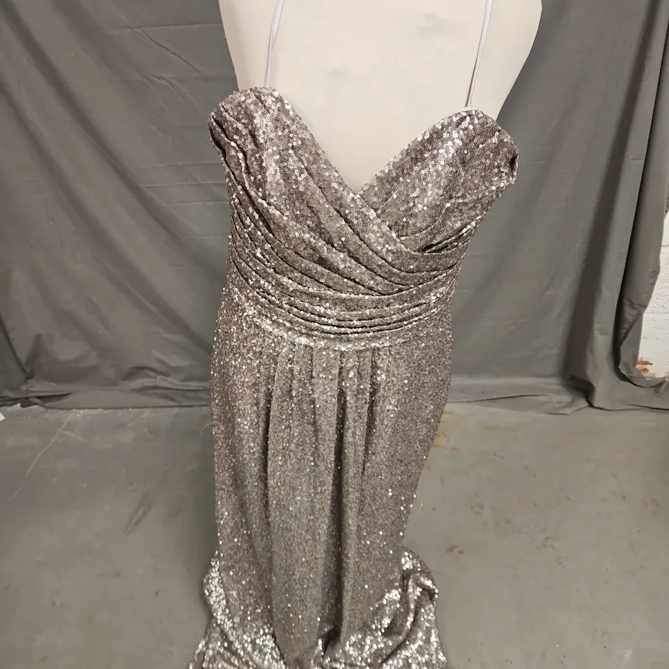 SORELLA VITA SEQUIN PROM DRESS IN SILVER SIZE 18