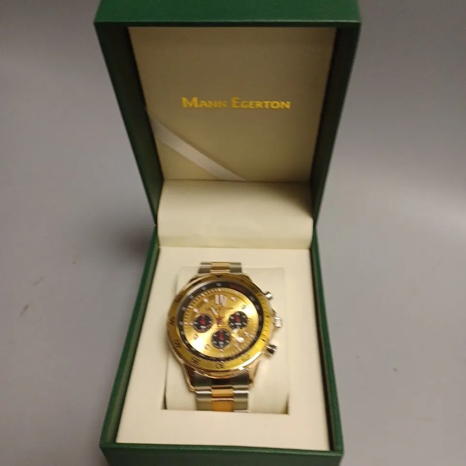 BOXED MANN EGERTON COUNTERSPY TWO TONE GOLD COLOUR WATCH 
