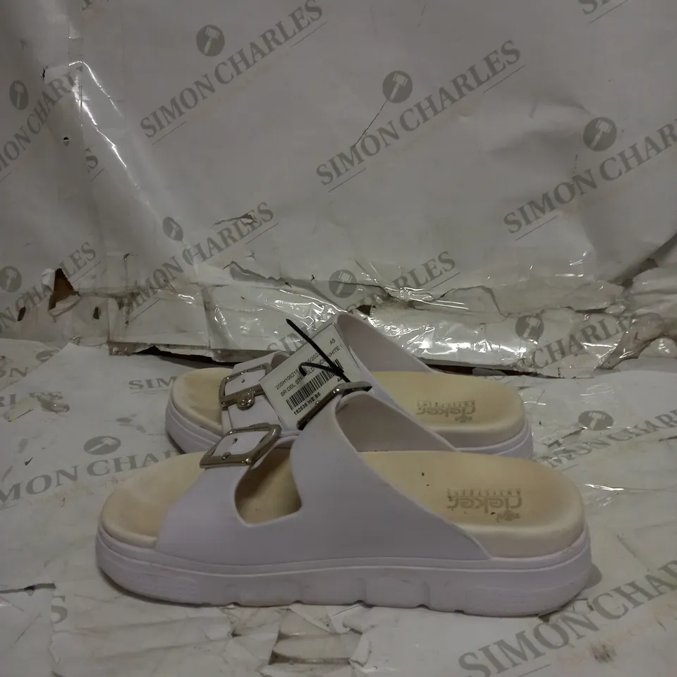 PAIR OF RIEKER DOUBLE STRAP SANDALS IN WHITE SIZE 5