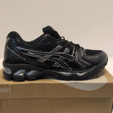 BOXED PAIR OF ASICS GEL-KAYANO 14 MEN'S RUNNING SHOES – BLACK, UK 9